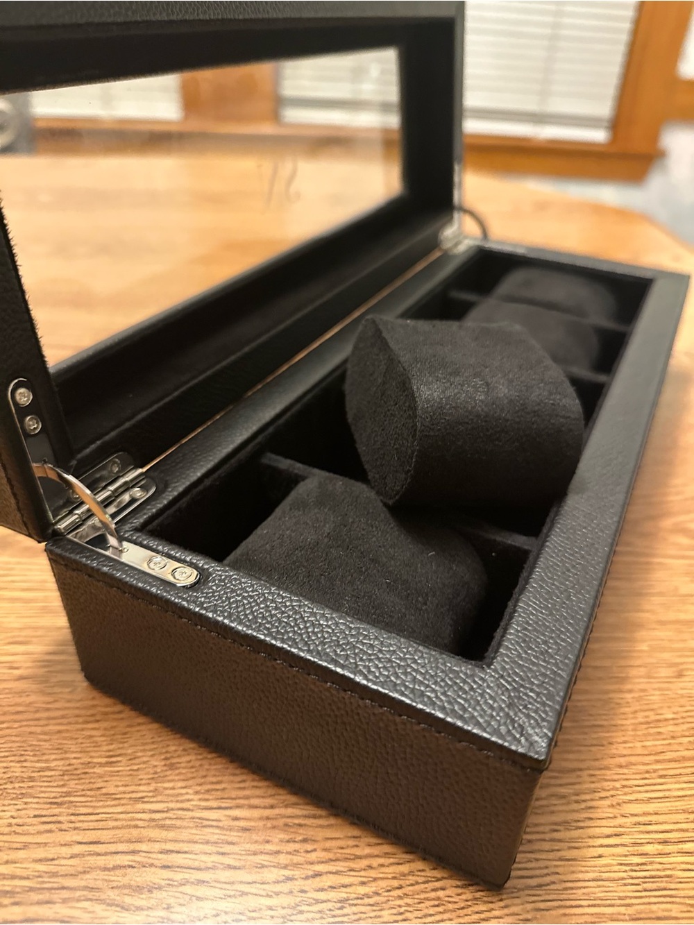 NEW Pottery Barn — Grant Leather 5-Watch Box (Black) w/ Monogram “NS”